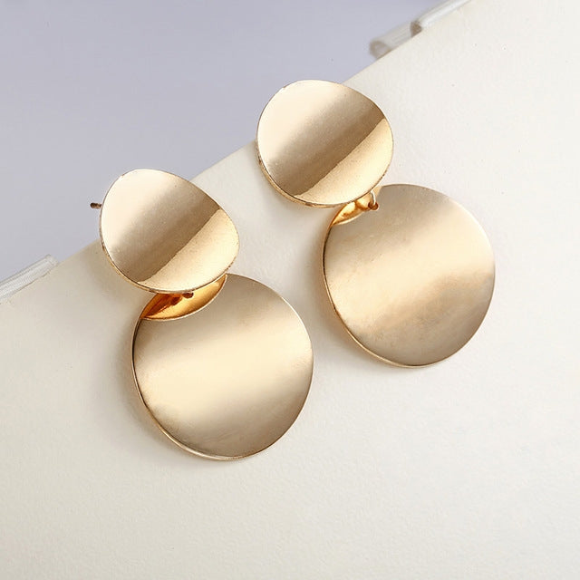Unique Metal Drop Earrings Round Statement Earrings for Women Jewelry