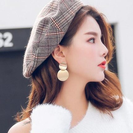 Unique Metal Drop Earrings Round Statement Earrings for Women Jewelry