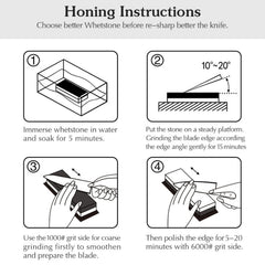1000/6000 Red White Whetstone Double-sided Bamboo Base Set, Blue White Whetstone
