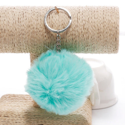 Simple Key Chain Fur Ball Pompon Keychain Pompom Artificial Rabbit Fur Animal Keychains for Woman Car Bag Key Rings