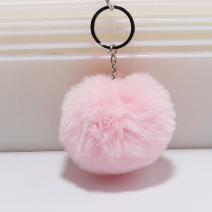 Simple Key Chain Fur Ball Pompon Keychain Pompom Artificial Rabbit Fur Animal Keychains for Woman Car Bag Key Rings