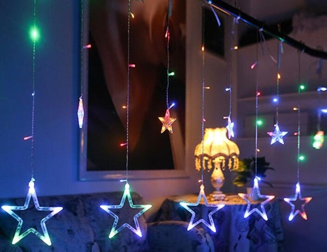 220V EU Plug LED Star Light Christmas lights Indoor/Outdoor Decorative Love Curtains Lamp For Holiday Wedding Party lighting