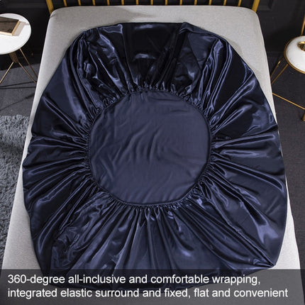 Home Ice Silk Simulation Silk Four-Piece Pillowcase Flat Sheet Fitted Sheet Set, US-Full/UK-D:138x190x35cm, US-Queen/UK-K:153x203x35cm