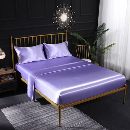 Home Ice Silk Simulation Silk Four-Piece Pillowcase Flat Sheet Fitted Sheet Set, US-Full/UK-D:138x190x35cm, US-Queen/UK-K:153x203x35cm
