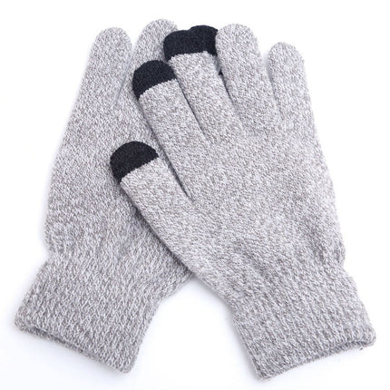 Winter Touch Screen Gloves Women Men Warm Stretch Knit Mittens Imitation Wool Thicken Full Finger Gloves, White, Grey, Black, Yellow, Navy Blue, Kids White, Kids Black, A-Navy Blue, A-Black, A-White, A-Grey, B-Grey, B-Blue, C-Yellow, C-Blue, C-Purple  ...