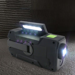 Multifunctional Hand Crank Solar Power LED Flashlight Full Band FM Radio Desk Lamp Alarm, US Version NOAA