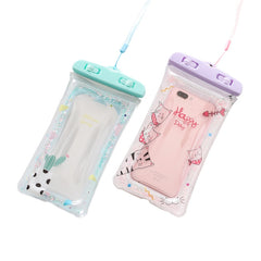 Cartoon Transparent Swimming Inflatable Air Bag Floating Mobile Phone Waterproof Bag, Random Color Delivery, Pink Watermelon, Green Peach, Purple Kitten, Blue Bunny, There is a Mine at Home, Green Cactus 1, Green Cactus 2, Green Cactus 3, Pink Strawberry