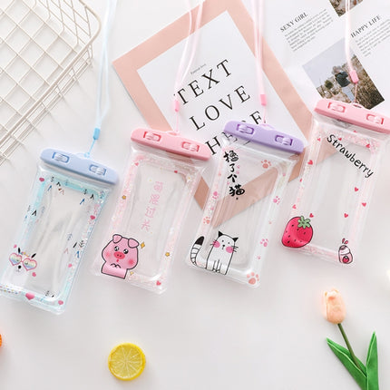 Cartoon Transparent Swimming Inflatable Air Bag Floating Mobile Phone Waterproof Bag, Random Color Delivery, Purple Kitten, There is a Mine at Home, Green Cactus 1, Green Cactus 2, Green Cactus 3, Alpaca 1, Alpaca 2