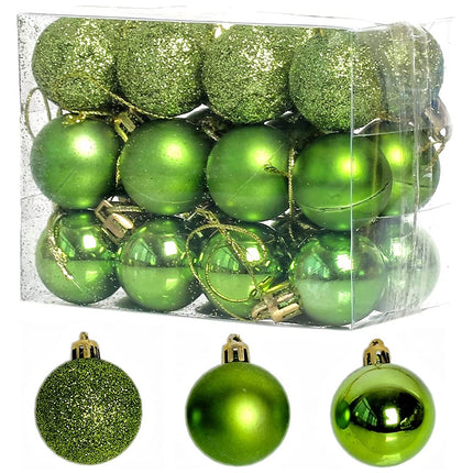 24 PCS 3cm Home Christmas Tree Decor Ball Bauble Hanging Xmas Party Ornament Decorations, green, black, blue, rose gold, white