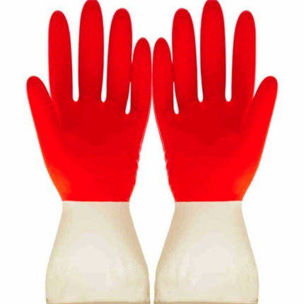 1 Pair Household Two-color Washing Gloves Housework Cleaning Laundry Dishwashing Latex Gloves