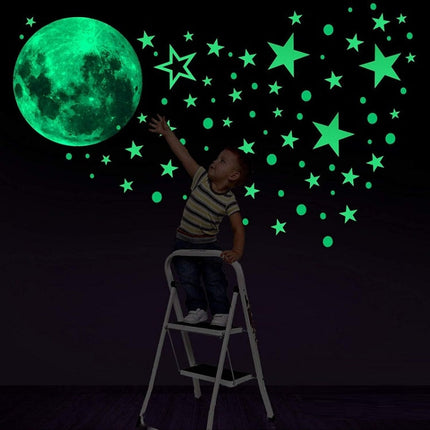 AFG33003 Home Decoration Luminous Stars Moon PVC Stickers, Specification:Green Moon 12cm, 27PCS Star, 27PCS Star + 30cm Moon, 30cm Pink Moon, 20cm Pink Moon, 10cm Pink Moon, 30cm Blue Moon, 20cm Blue Moon, 10cm Blue Moon, 30cm Green Moon, 20cm Green Mo...