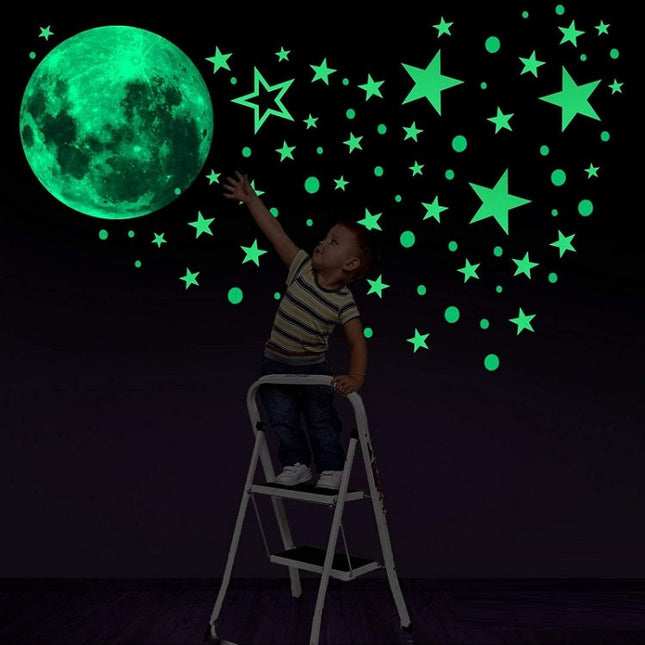 AFG33003 Home Decoration Luminous Stars Moon PVC Stickers, Specification:Green Moon 12cm, 27PCS Star, 27PCS Star + 30cm Moon, 30cm Pink Moon, 20cm Pink Moon, 10cm Pink Moon, 30cm Blue Moon, 20cm Blue Moon, 10cm Blue Moon, 30cm Green Moon, 20cm Green Mo...