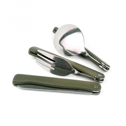 Portable Mini Tableware Set outdoor Tool Folding Cutlery Set with Spoon Fork Knives for Camping Picnic Stainless Steel