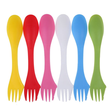 2 Set  3 In 1 Outdoor Camp Tableware Heat Resistant Spoon Fork Knife Camping Hiking Utensils (6pcs=1set)