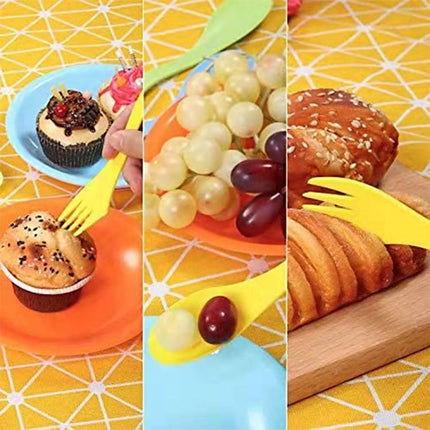 2 Set  3 In 1 Outdoor Camp Tableware Heat Resistant Spoon Fork Knife Camping Hiking Utensils (6pcs=1set)