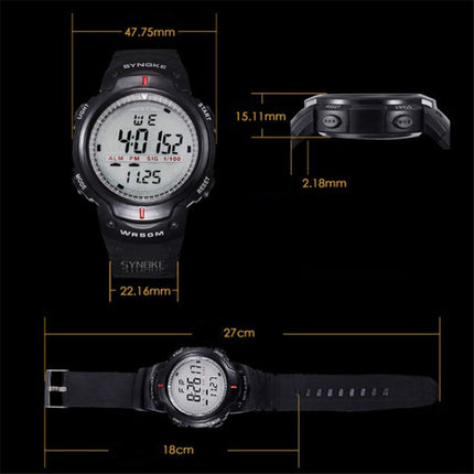 SYNOKE 61576 Life Waterproof LED Sports Watch for Men, Black, Gray
