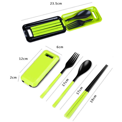 3 in 1 ABS Folding Dinnerware Cutlery Fork Chopsticks Set with Storage Box Outdoor Camping Hiking Traveling Tableware Set