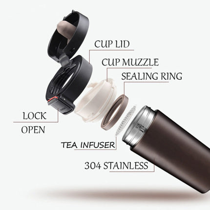 Double Wall Stainless Steel Vacuum Flasks 380ml Car Thermo Cup Coffee Tea Travel Mug Thermol Bottle, 380ml