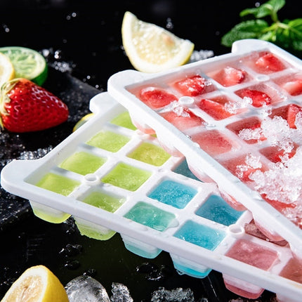 Household Silicone Ice Box With Lid Ice Cube Mold Refrigerator Ice Lattice Quick Freezer Random Color Delivery, 64 Grid, 96 Grid, 128 Grid