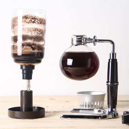 Classic Siphon Coffee Pot Black Handle Glass Syphon Pot for 5 People, Size:37.5x11.3cm, Coffee Pot with Handle