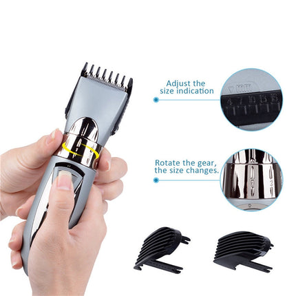 Waterproof Electric Hair Clipper Rechargeable Hair Trimmer Hair Cutting Machine Haircut Beard Trimer, Red, Grey