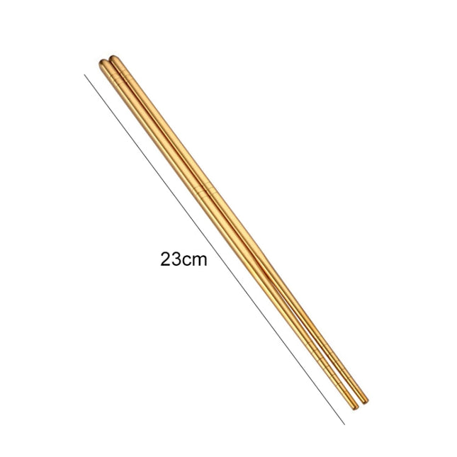 1 Pair Stainless Steel Tableware Colorful Reusable Metal Chopsticks Dishware, Length：23cm