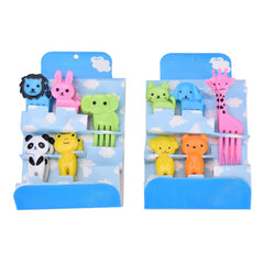 5 Sets 10 in 1 Creative Cartoon Animal Plastic Children Fruit Fork Bento Decoration Toothpick