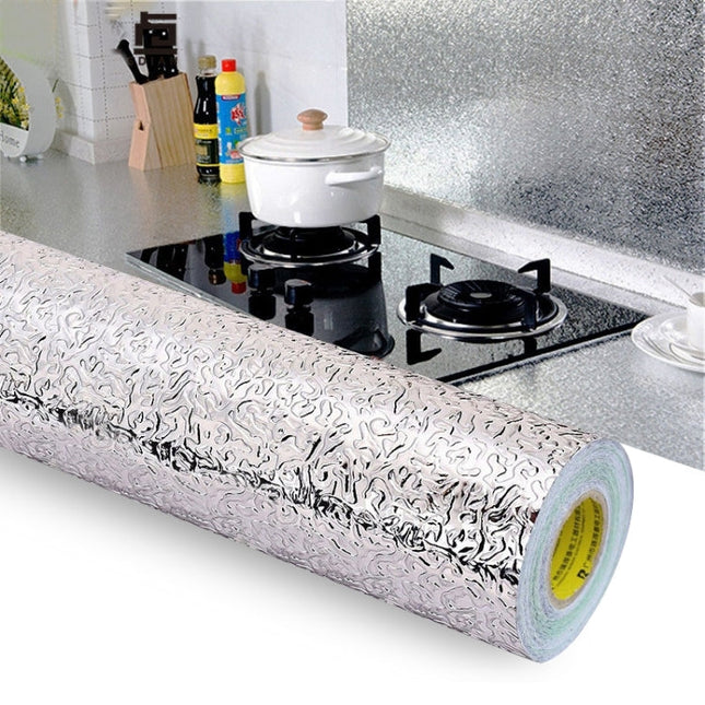 Kitchen Wall Stove Aluminum Foil Oil-proof Stickers Anti-fouling High-temperature Self-adhesive Croppable Wallpaper Wall Sticker, 40cmx5m, 40cmx5m Croppable Wallpaper, 60cmx5m, 60cmx5m Croppable Wallpaper