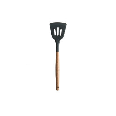 Silicone Wood Handle Spatula Heat-resistant Soup Spoon Non-stick Special Cooking Shovel Kitchen Tools, Fried Shovel, Leak Shovel, Round Soup Spoon, Colander Spoon, Large Soup Spoon, Draging Spoon, Spatula Shovel, Oil Brush