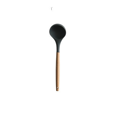 Silicone Wood Handle Spatula Heat-resistant Soup Spoon Non-stick Special Cooking Shovel Kitchen Tools, Fried Shovel, Leak Shovel, Round Soup Spoon, Colander Spoon, Large Soup Spoon, Draging Spoon, Spatula Shovel, Oil Brush