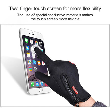 Cycling Gloves Full Finger Neoprene PU Breathable Leather Warm Winter Outdoor Sports Gloves, XL, L, M