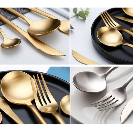 Stainless Steel Cutlery Knives Forks Spoons Western Kitchen Dinnerware Home Party Tableware Set