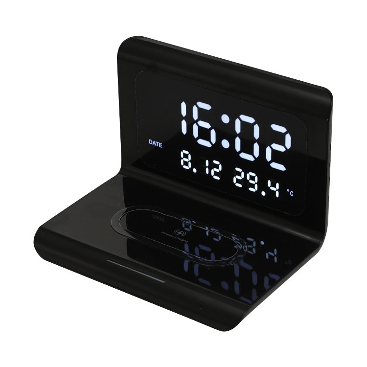 10W QI Universal Multi-function Mobile Phone Wireless Charger with Alarm Clock & Time / Calendar / Temperature Display, RT1 10W (Black)