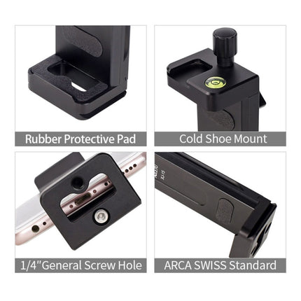 Xiletu Xj15 Live Broadcast Desktop Full Metal Tripod Mount Tablet Pc Phone Clamp With 1/4 Inch Screw Holes & Cold Shoe Base, Xj15