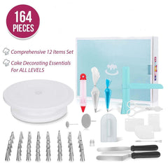 164 in 1 Cake Turntable Set Stainless Steel Decorating Mouth Baking Tools, 164 PCS/Set