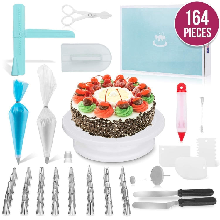 164 in 1 Cake Turntable Set Stainless Steel Decorating Mouth Baking Tools, 164 PCS/Set