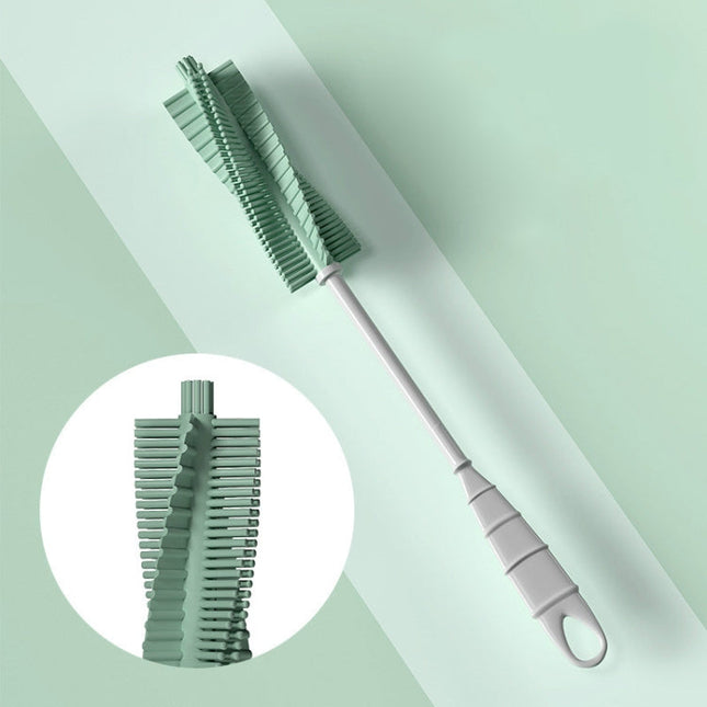Silicone Baby Bottle Long Handle Cup Cleaning Brush 360 Degree Rotating Bottle Brush, Green, Pink, Light Blue