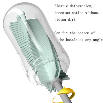 Silicone Baby Bottle Long Handle Cup Cleaning Brush 360 Degree Rotating Bottle Brush, Green, Pink, Light Blue