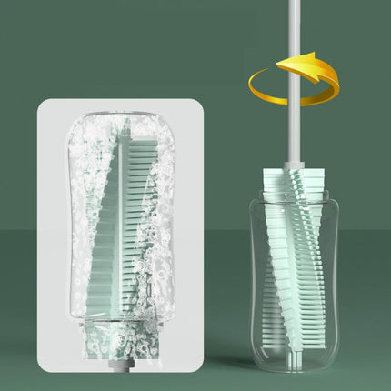 Silicone Baby Bottle Long Handle Cup Cleaning Brush 360 Degree Rotating Bottle Brush, Green, Pink, Light Blue