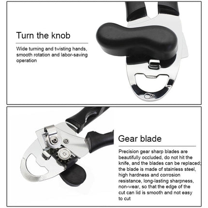 4 in 1 Multifunctional Can Opener Kitchen Household Lid Opener Canning Knife, Black, Green