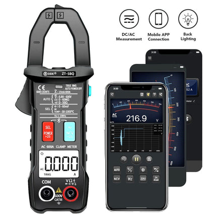 BSIDE  Bluetooth 5.0 6000 Words High Precision Smart AC Clamp Meter, ZT-5BQ, ZT-5BQ+C3140 Clip
