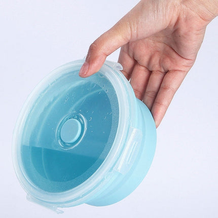Microwave Portable Folding Lunch Box Round Silicone Lunch Box Random Colour Delivery, Capacity:350ml