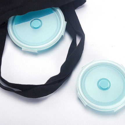 Microwave Portable Folding Lunch Box Round Silicone Lunch Box Random Colour Delivery, Capacity:350ml