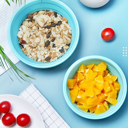 Microwave Portable Folding Lunch Box Round Silicone Lunch Box Random Colour Delivery, Capacity:350ml