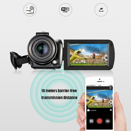 ORDRO AC5 4K HD Night Vision WiFi 12X Optical Zoom Digital Video DV Camera Camcorder, Standard, Standard + Microphone, Standard + Microphone + Handheld Stand, Standard+  Microphone + Fill Light