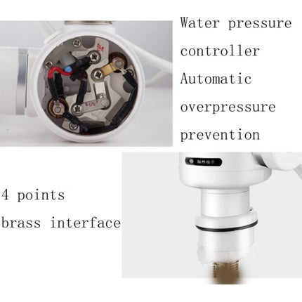 Kitchen Instant Electric Hot Water Faucet EU Plug, Lamp Display Big Elbow, Digital Display Big Elbow