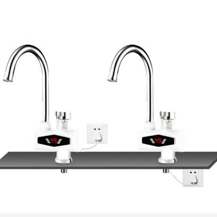 Dynamic Digital Display Instant Heating Electric Hot Water Faucet Kitchen&Domestic Hot&Cold Water Heater EU Plug, With Shower Head, Large Elbow, Universal Tube