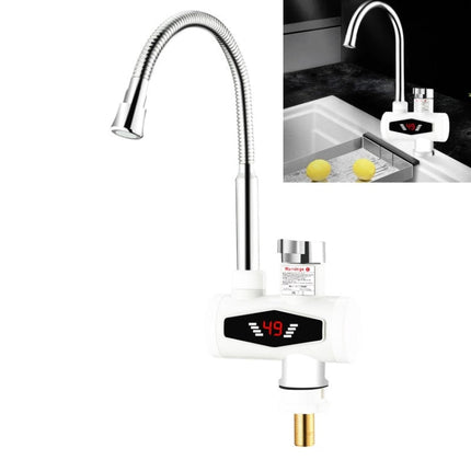 Dynamic Digital Display Instant Heating Electric Hot Water Faucet Kitchen&Domestic Hot&Cold Water Heater EU Plug, With Shower Head, Large Elbow, Universal Tube
