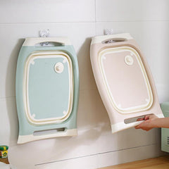 Multifunctional Cutting Board Kitchen Foldable Vegetable Washing Basin, Pink, Blue