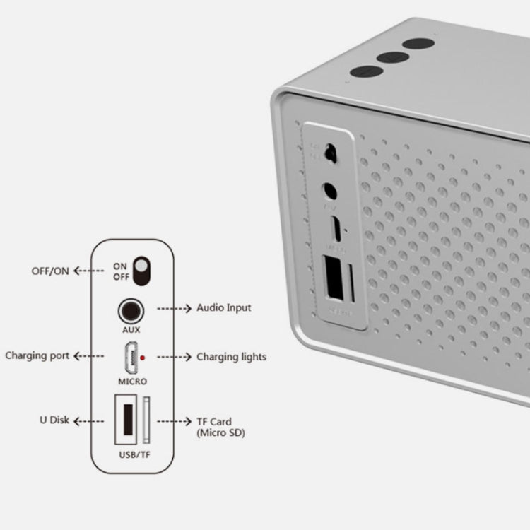 F2 Mini Wireless Computer Card Subwoofer Bluetooth Speaker, Black, Silver